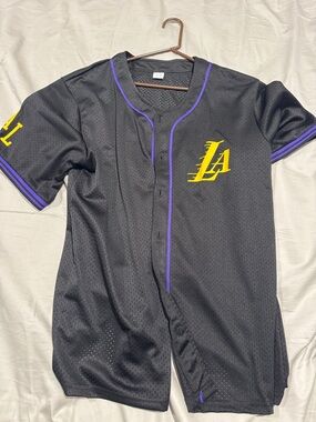 Black LA Lakers city connect Baseball Jersey